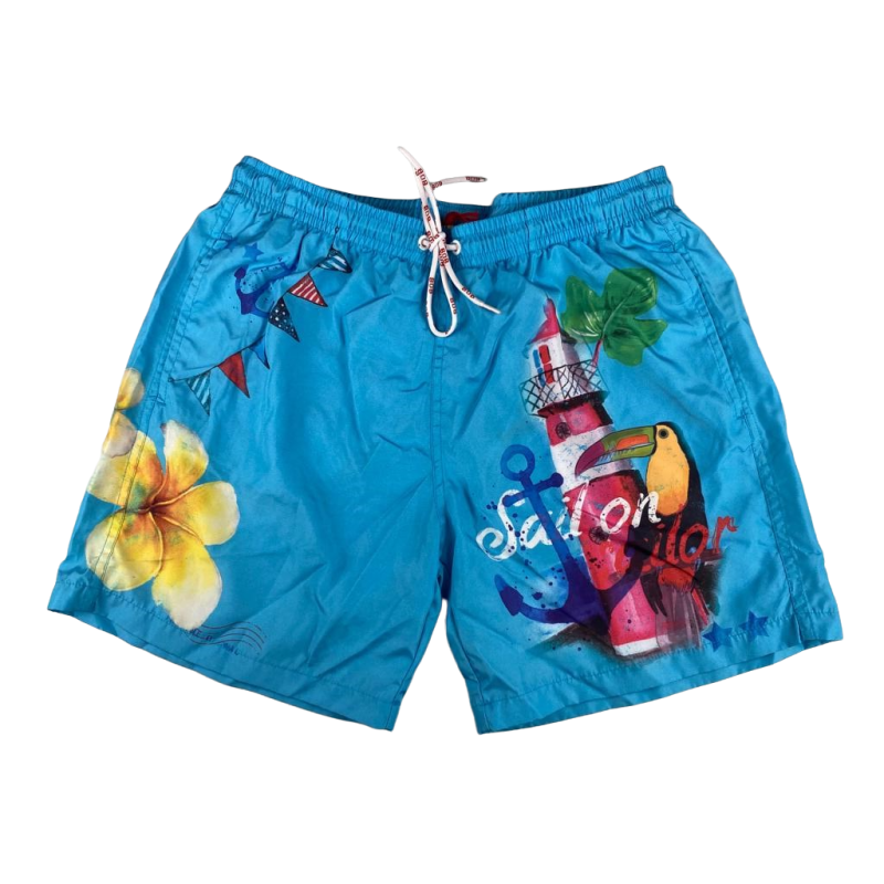 Boxer mare Uomo BoB Company - fantasia disegni vari - colore azzurro