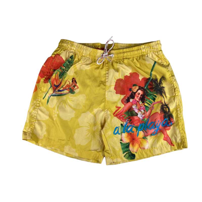 Boxer mare Uomo BoB Company - fantasia Hawaii - colore giallo