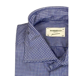 Camicia uomo Borriello Napoli - Fantasia micro rombi - Colore blu/bianco