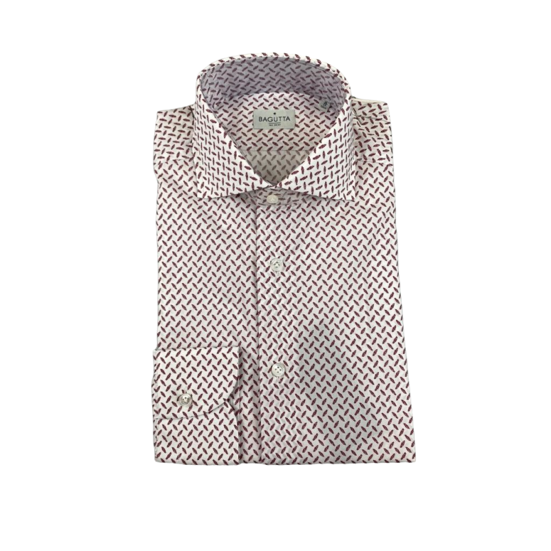 Camicia uomo Bagutta  -  Fantasia  - Colore bianco/rosso