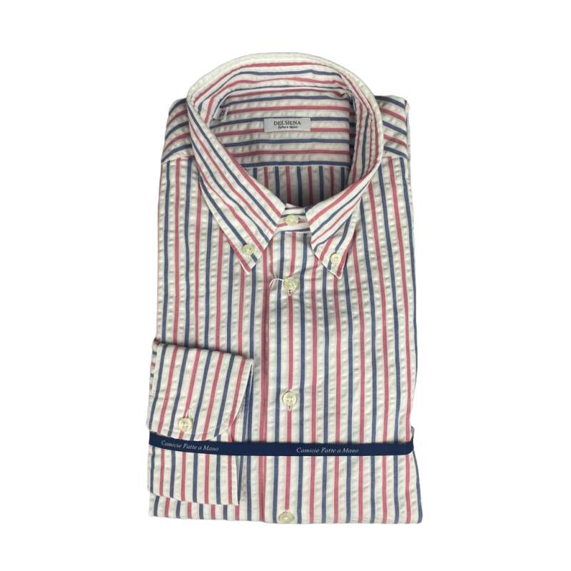 Camicia uomo Del Siena -  Fantasia righe - Colore Bianco/blu/rosa