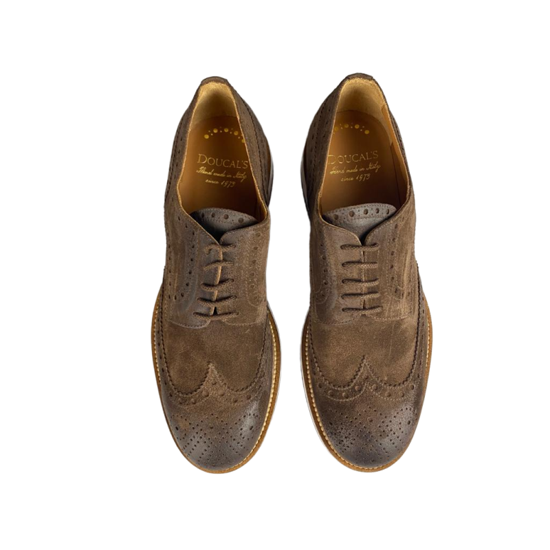 Scarpa uomo Doucal's - Derby Stringate in camoscio - Colore marrone