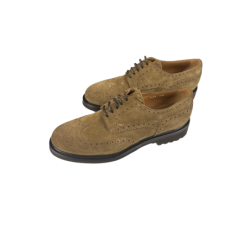 Scarpa uomo Doucal's - Stringate a fiore in camoscio - Colore Tabacco