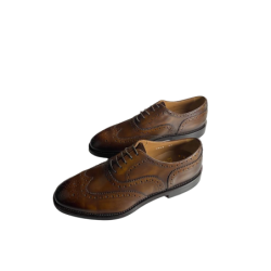 Scarpa uomo Doucal's - Oxford Stringata in pelle - Fiore in punta - Colore marrone