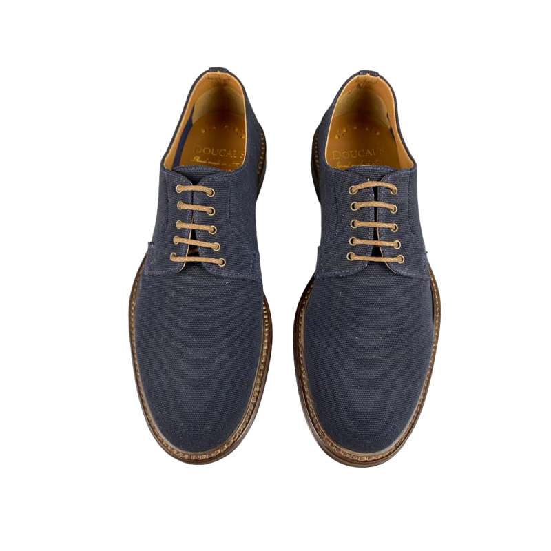 Scarpa uomo Doucal's - Stringate in tessuto - Colore blu