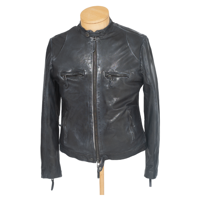 Giubbotto in pelle uomo - The Jack Leathers - pelle nero vintage - Moreno