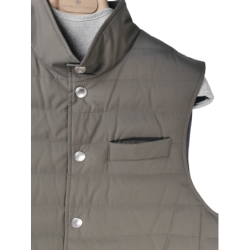 Piumino leggero smanicato in nylon uomo - Brunello Cucinelli - colore  verde militare