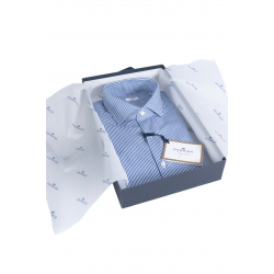 Camicia uomo Sonrisa -  Fantasia righe -  collo francese - colore bianco/azzurro