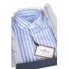 Camicia uomo Sonrisa -  Fantasia righe -  collo francese - Bianco/celeste