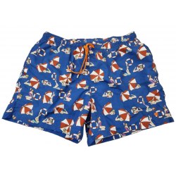 Boxer mare uomo Gallo - fantasia ombrelloni - Blu