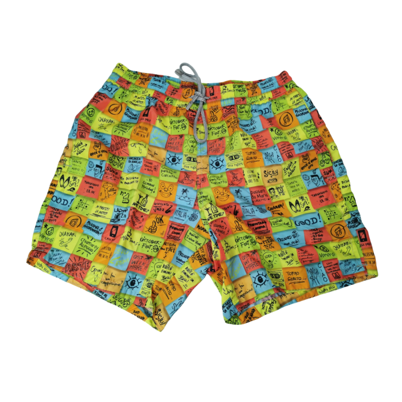 Boxer mare Uomo Zeybra Portofino 1962 - fantasia post-it - colore giallo fluo multicolor