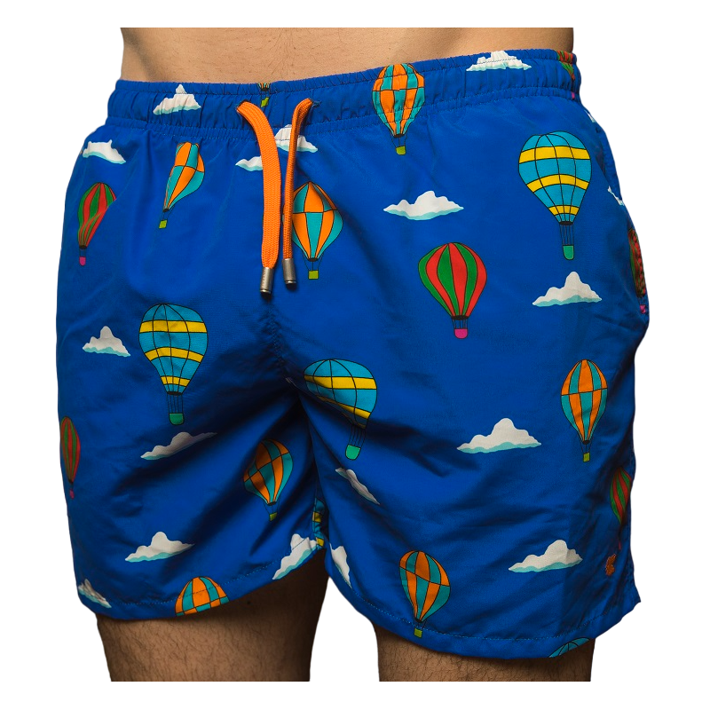 Boxer mare uomo Gallo - fantasia mongolfiere - Blu