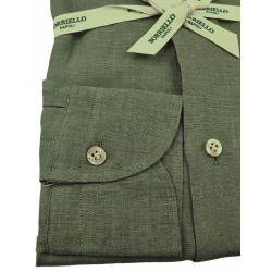 Camicia uomo Borriello - cotone/lino - verde