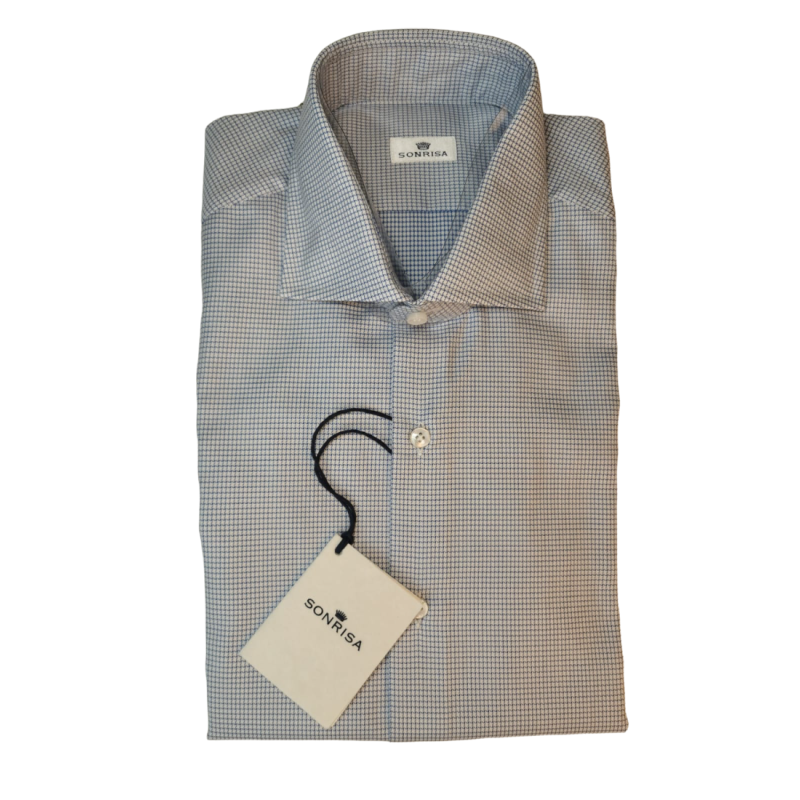 Camicia uomo Sonrisa -  fantasia - collo francese - colore celeste/bianco