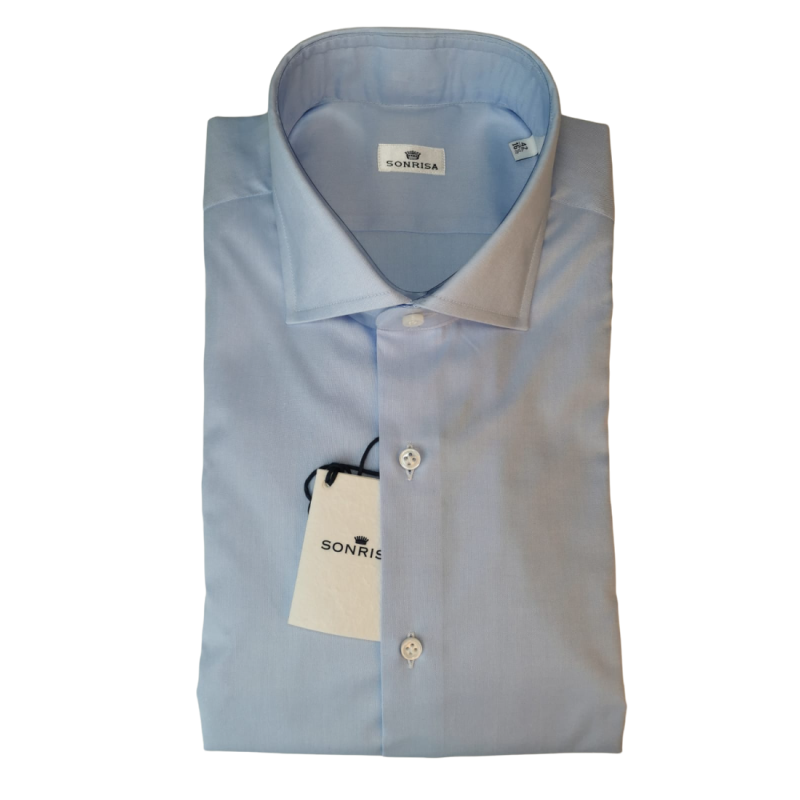 Camicia uomo Sonrisa -  tinta unita - collo francese - colore celeste