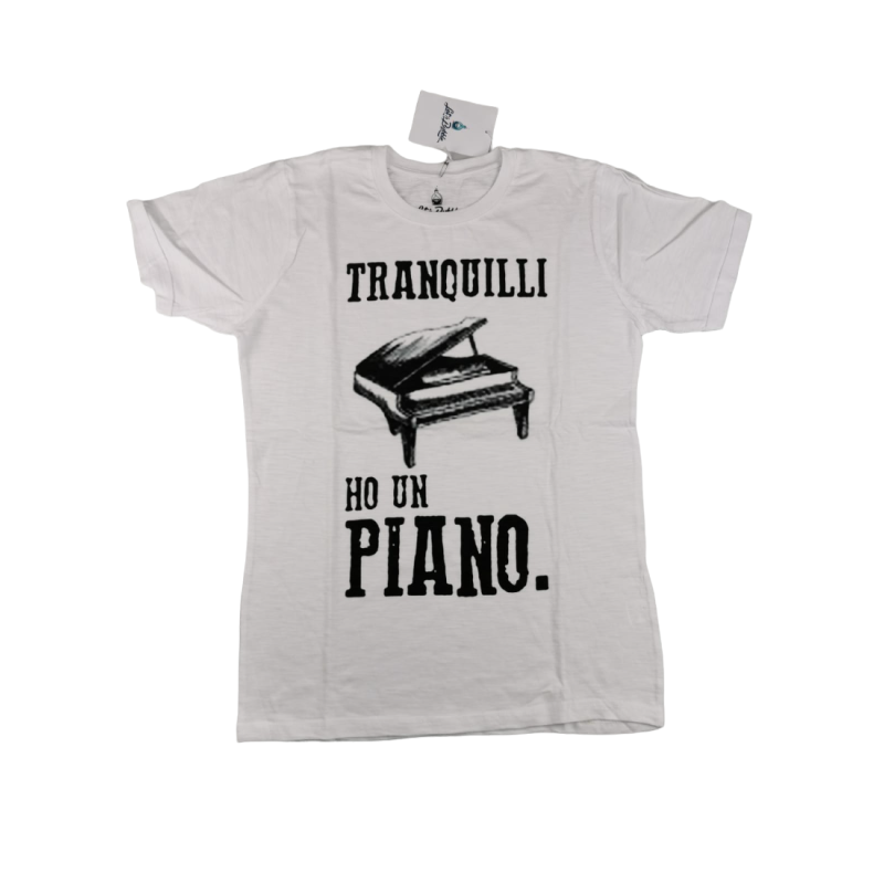 T-Shirt - Let's Bubble - Tranquilli ho un piano Stampa - Colore  bianco